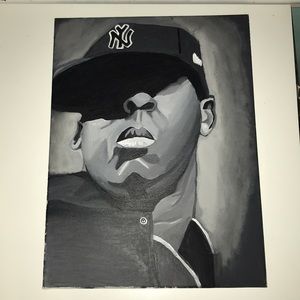 Black and White Jay Z painting